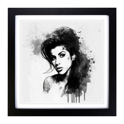 Amy Winehouse Ink Wash - Framed Print