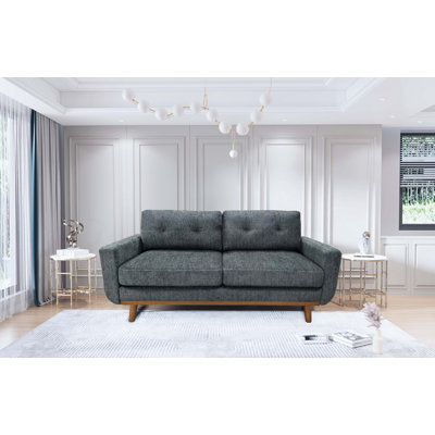 Mid-Century Modern Upholstered Tufted Loveseat Sofa