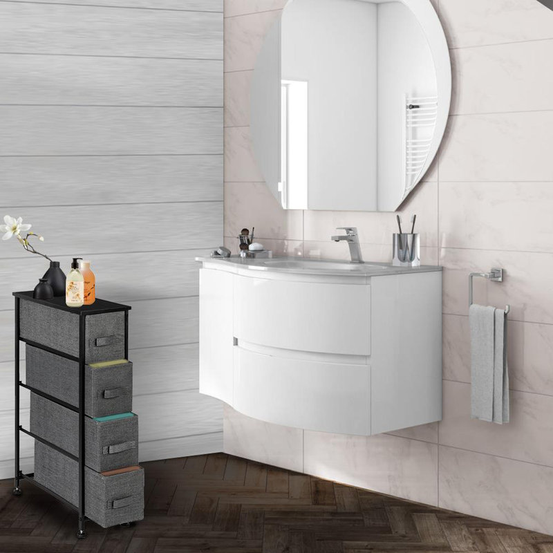 Commode de rangement étroite 4 tiroirs Cahanding, Noir / Gris