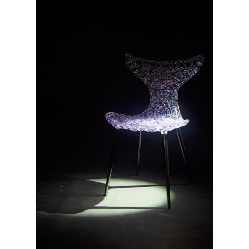 Stitch Wing Back Parsons Chair Dining Chair, Black, Purple