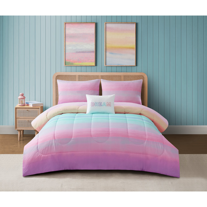 Wonderland Bedding Set for Kids, Twin Comforter + 1 Sham + 1 Throw Pillow