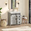  30" Farmhouse Single Bathroom Vanity With Ceramic Top, Sliding Barn Door Sink Vanity, Grey