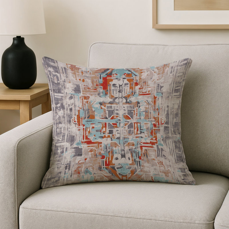 Coussin décoratif intérieur et extérieur Modern, Carré 18 po, Gris oriental 26