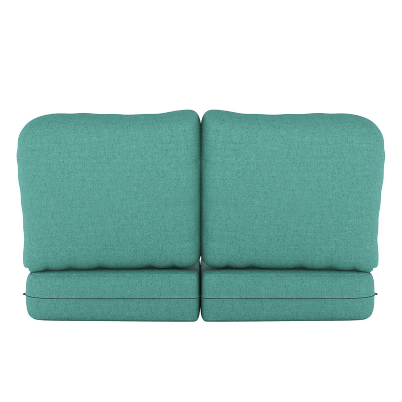 Amala Sunbrella® Indoor/Outdoor Loveseat Cushion, Cast Breeze Sunbrella® Plainweave