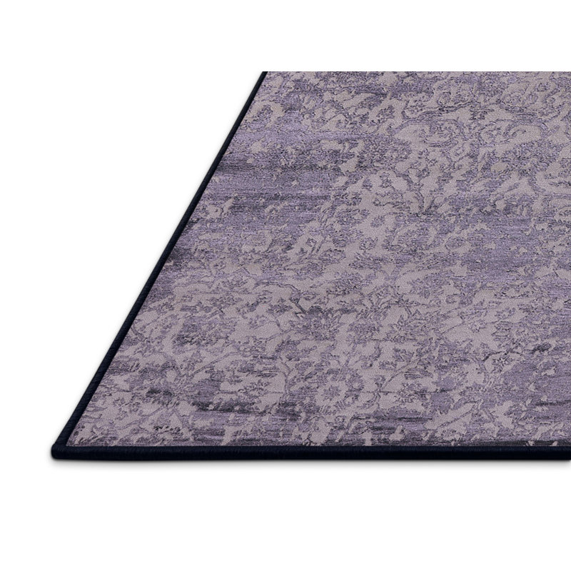 Tapis mauve / gris à motif floral Sharice, Rectangle 5 pi x 8 pi