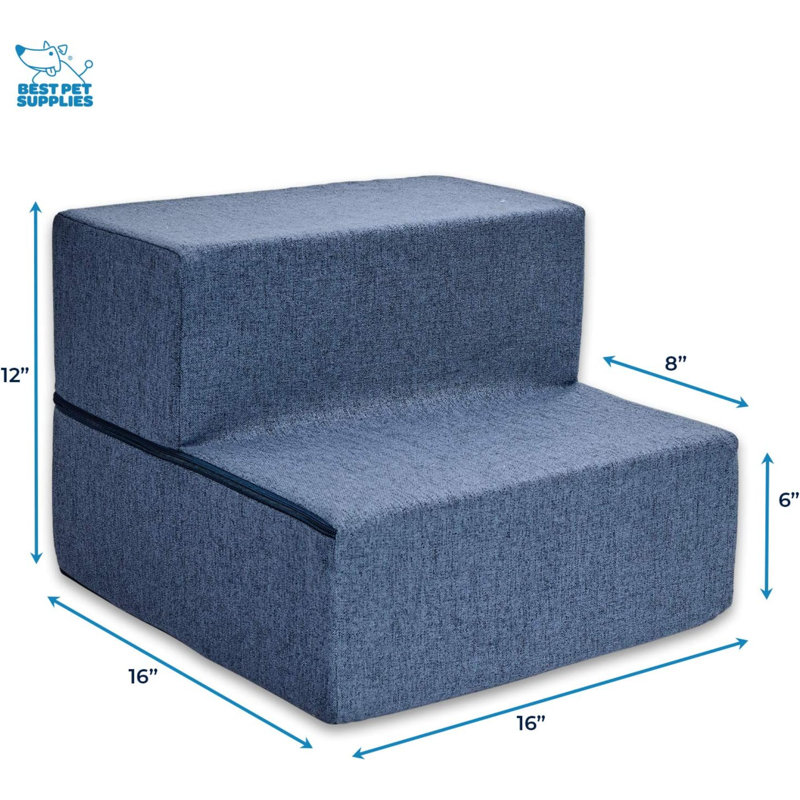 Escalier avec 2 marches, H 17 po x l 7,5 po x P 25 po, Bleu marine