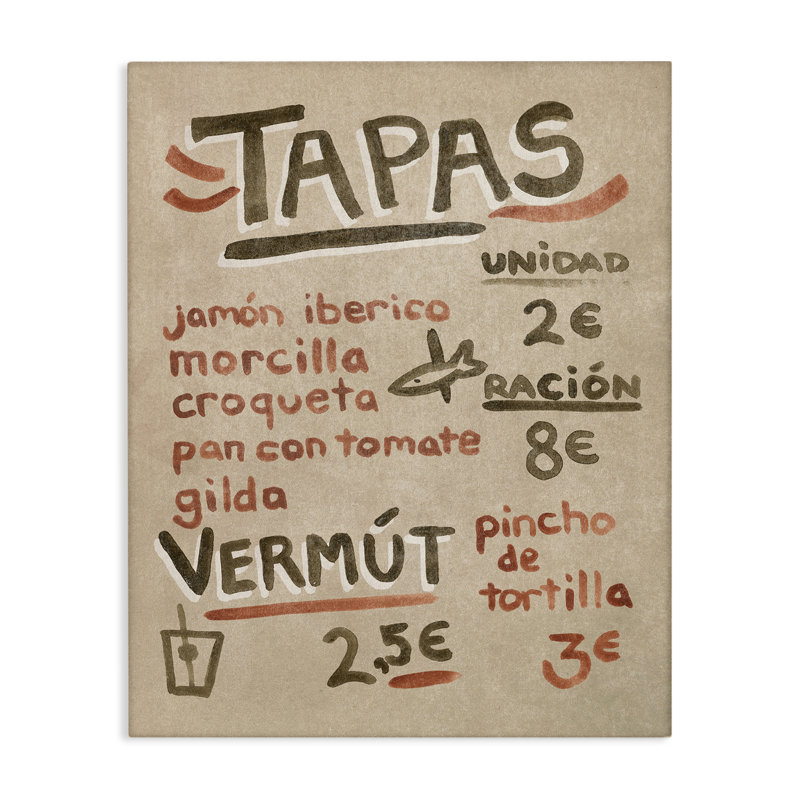  Art espagnol sur toile, "Tapas espagnol" par June Erica Vess, H 40 po x l 30 po
