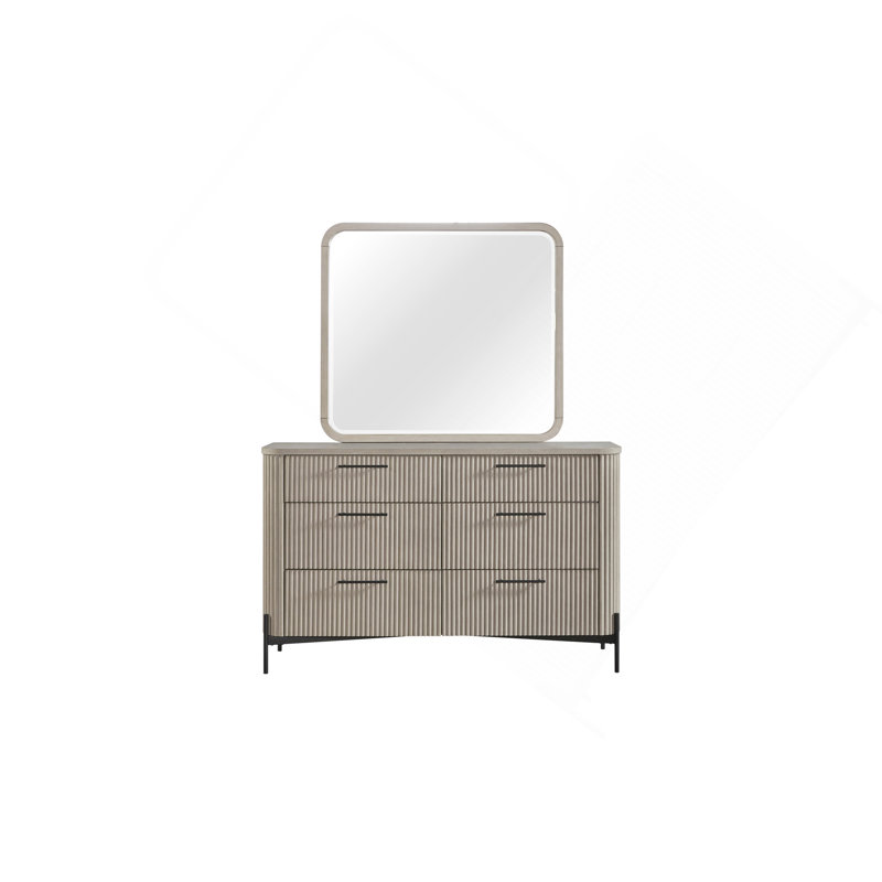 Commode 6 tiroirs de style contemporain, Taupe