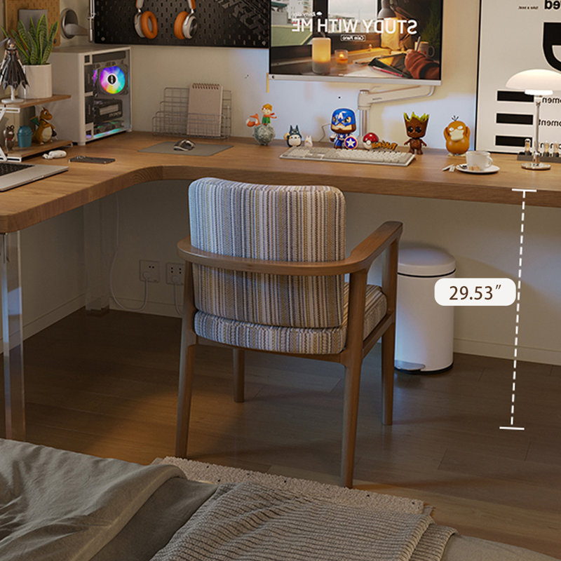 Bureau rectangulaire brun, bois massif transparent et acrylique, H 29,53 po x l 78,74 po x P 47,24 po, Retour à droite