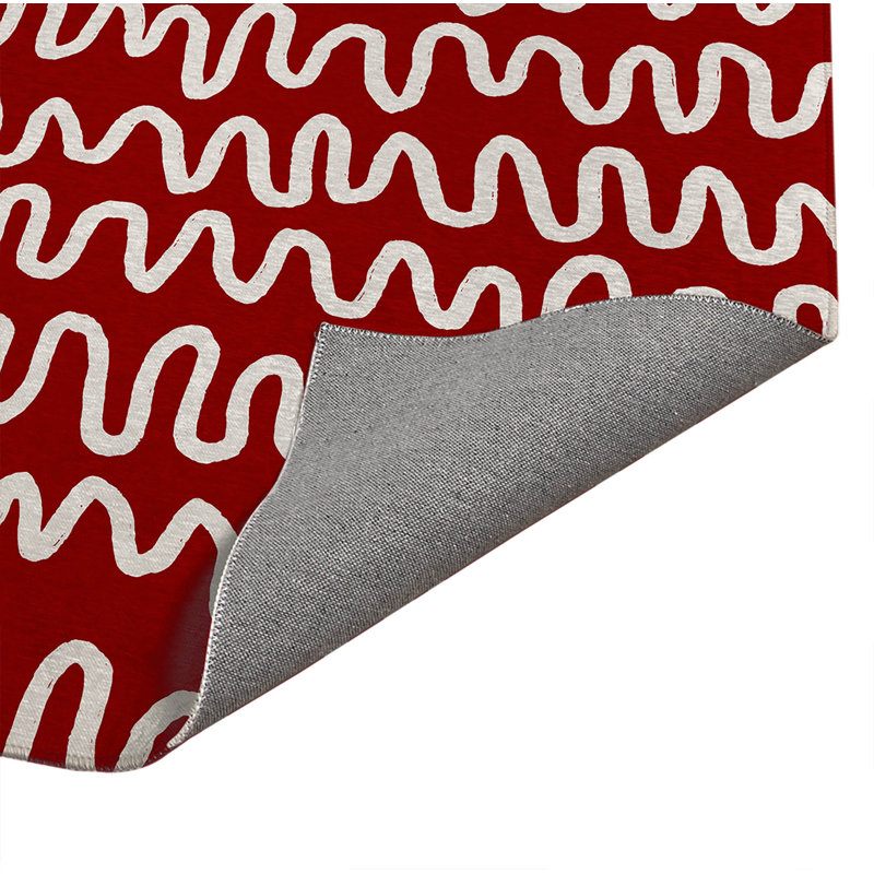 Tapis de cuisine Wiggle, Rectangulaire 3 pi x 5 pi, Rouge canneberge
