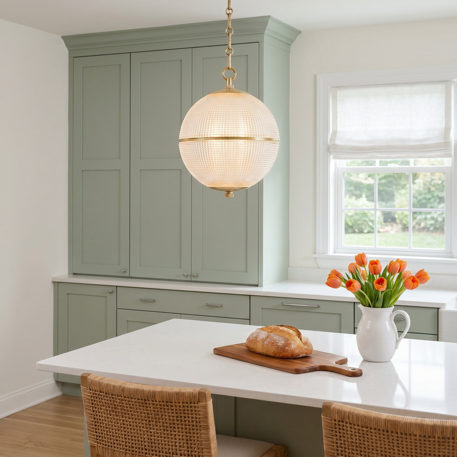 Sphere No. 3 Single Light Pendant, 22.75" H x 18.25" W x 18.25" D, Aged Brass