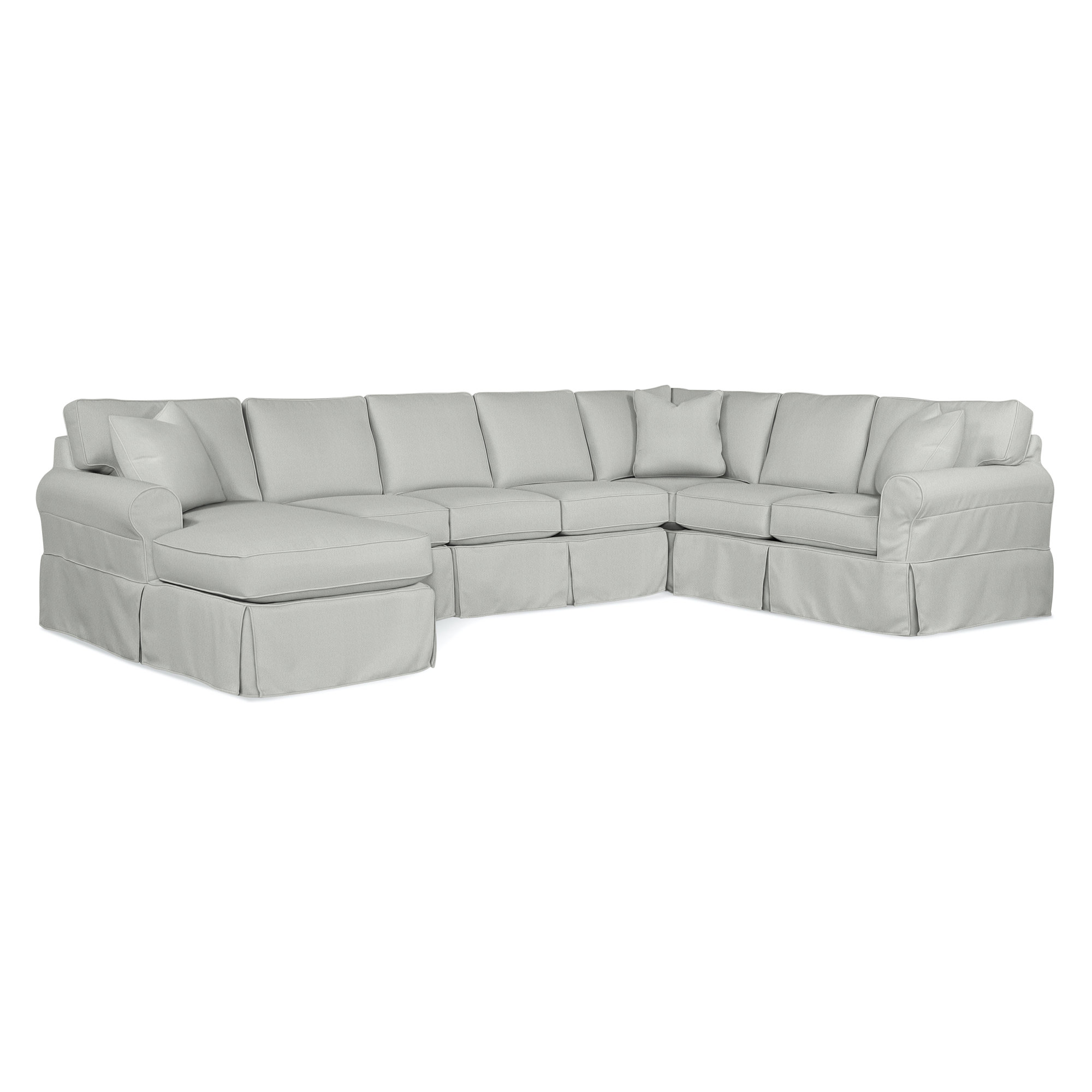 Bedford Upholstered Chaise U-Sectional, Cobalt Blue Stripe; 0204-64, Right Hand Facing