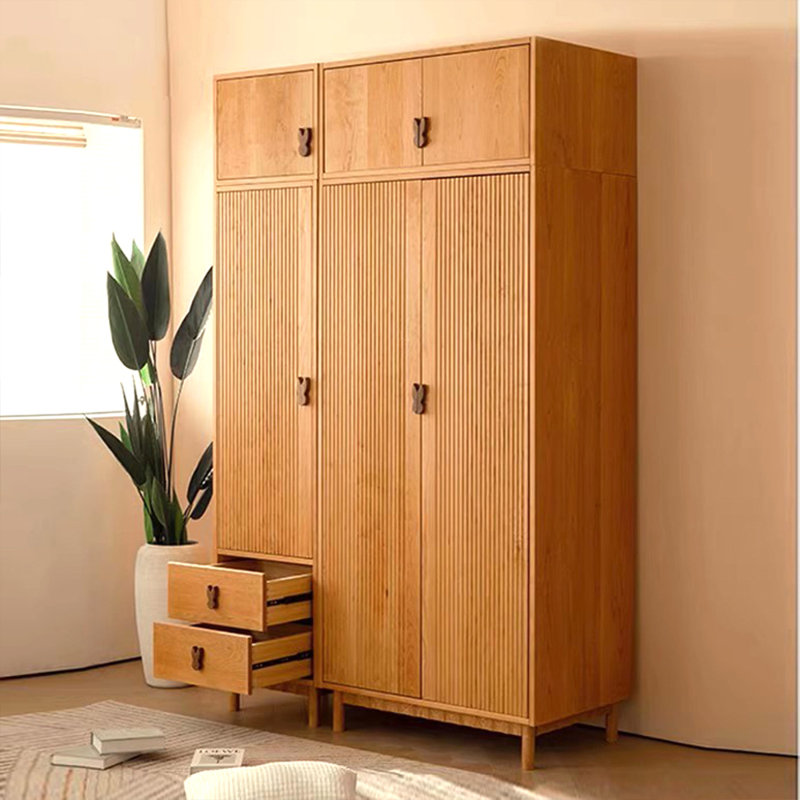 Nordic simple solid wood wardrobe