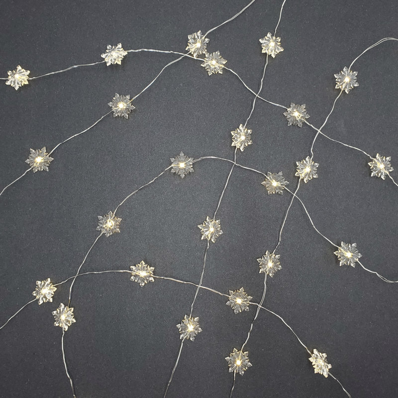 Battery Operated LED Fairy String Lights with Snowflakes