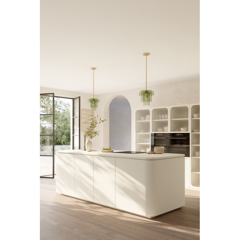 Luminaire suspendu 1 lumière Velique, Vert, Laiton
