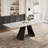 94.5 Modern Extendable Dining Table, White Faux Marble Rectangle Kitchen Table with Carbon Steel Double Base, Adjustable Feet