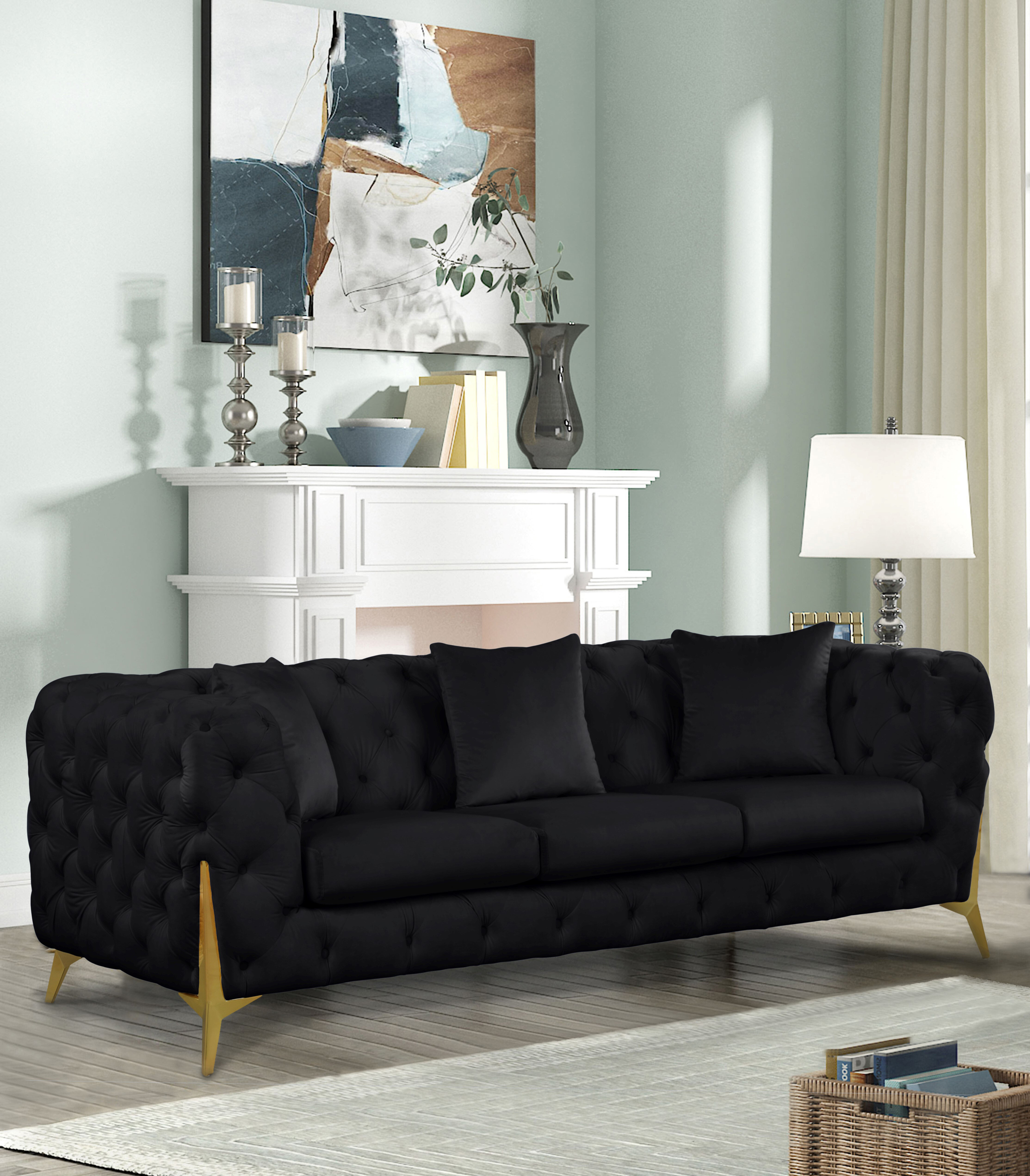 Everly Quinn Erlsten 88'' Velvet Sofa | Wayfair