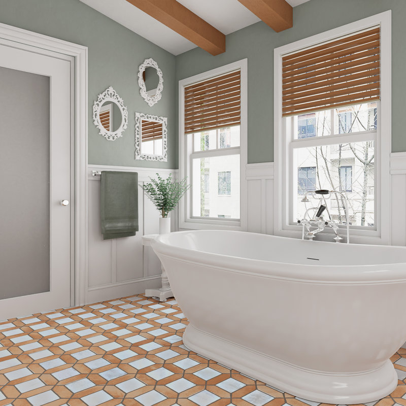 Picket Arenta 14-5/8 In. X 22-1/2 In. Porcelain Floor And Wall Tile, Tan/White