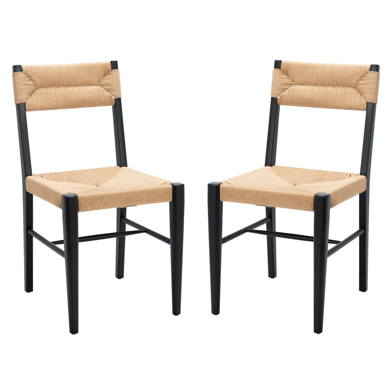 Cody Solid Wood Slat Back Side Chair, Black, Black