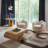 Serpentine Upholstered Swivel Barrel Chair
