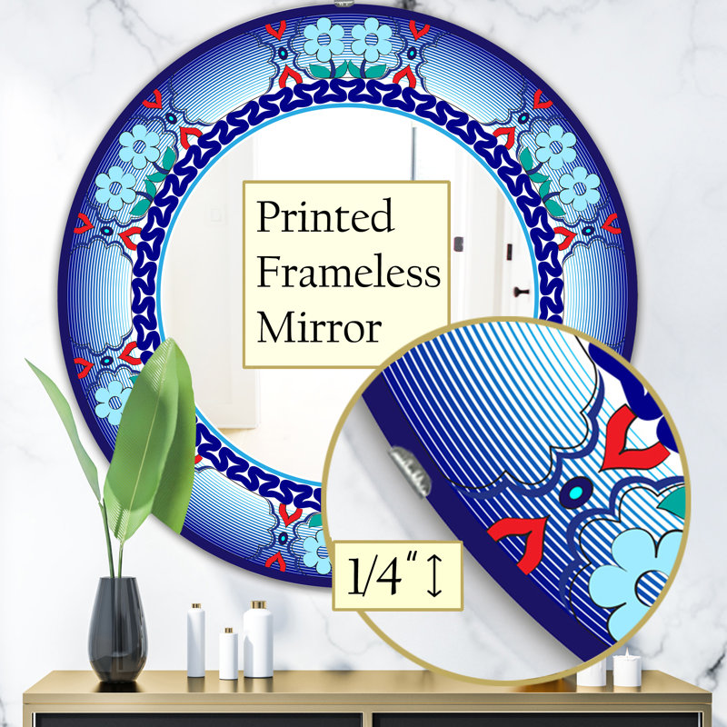 Miroir d'appoint mural Royal Flowers and Zigzags, H 23,6 po x l 23,6 po