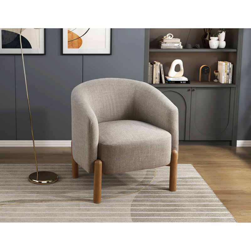 Chaise de salon en tissu taupe, structure, pieds en bois massif, meubles modernes, pieds, largeur du colis de 25,5 po, Taupe