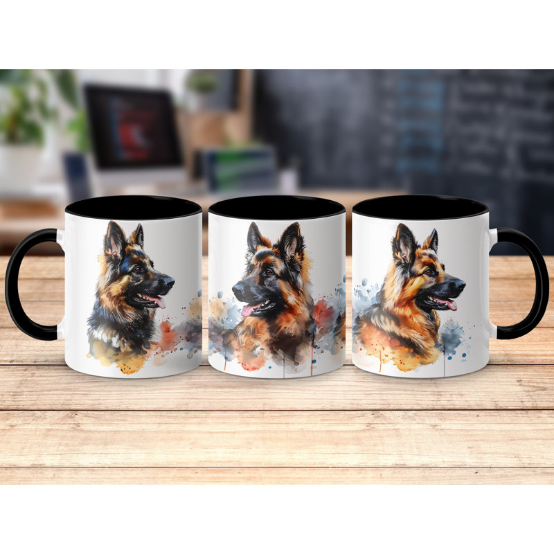 11oz Watercolour German Shepherd Design Coffee Mug, 3