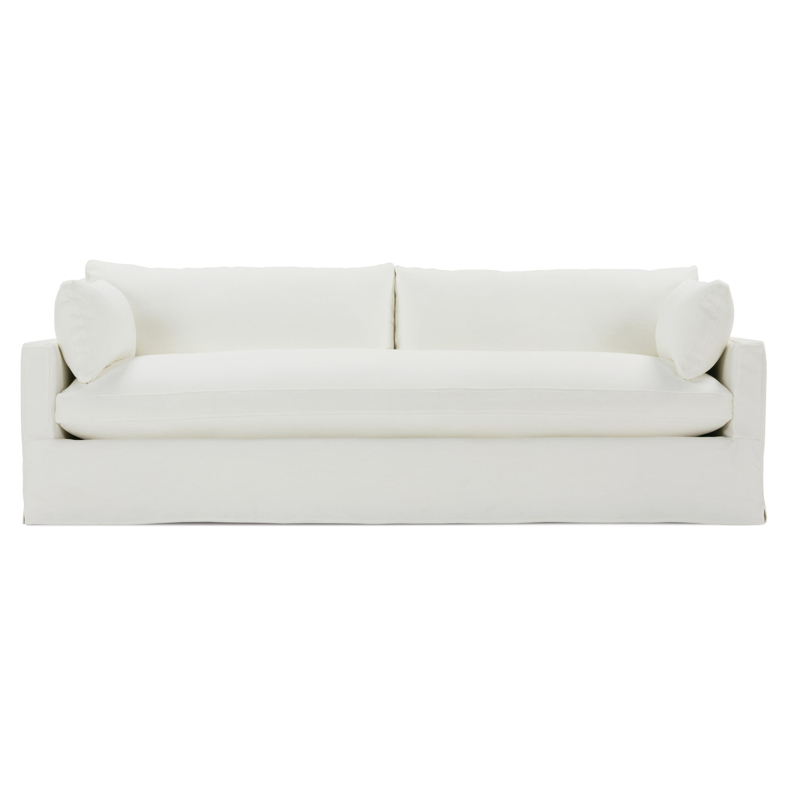 Sylvie Extra Long Sofa (Bench Cushion), White Linen Blend, 37" H x 100" W x 44" D