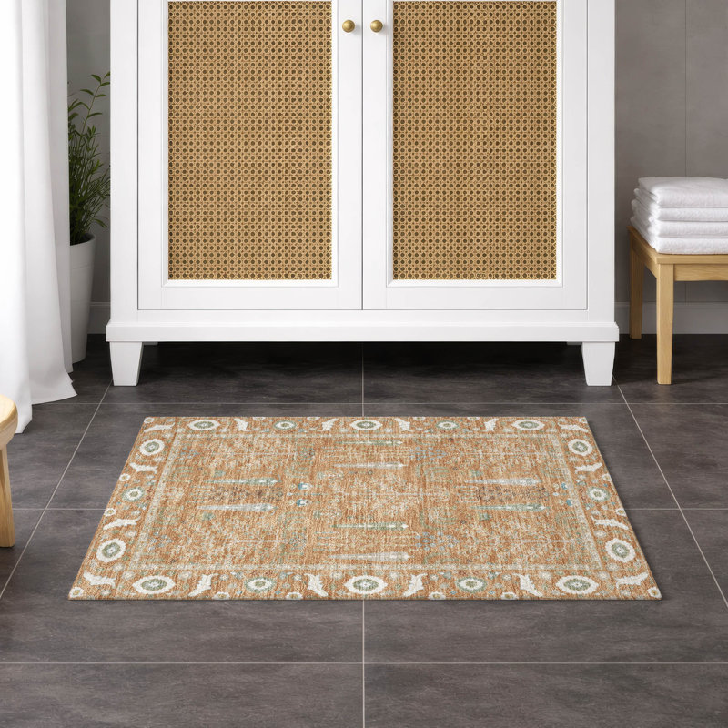 Machine Washable Indoor/Outdoor Chantille ACN2819 Global Rug, 1'8" x 2'6", Copper