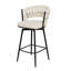 Deux chaises de bar pivotantes à 360 °, revêtues de lin, structure en métal, pour un usage domestique, coussin noir et blanc, barres,