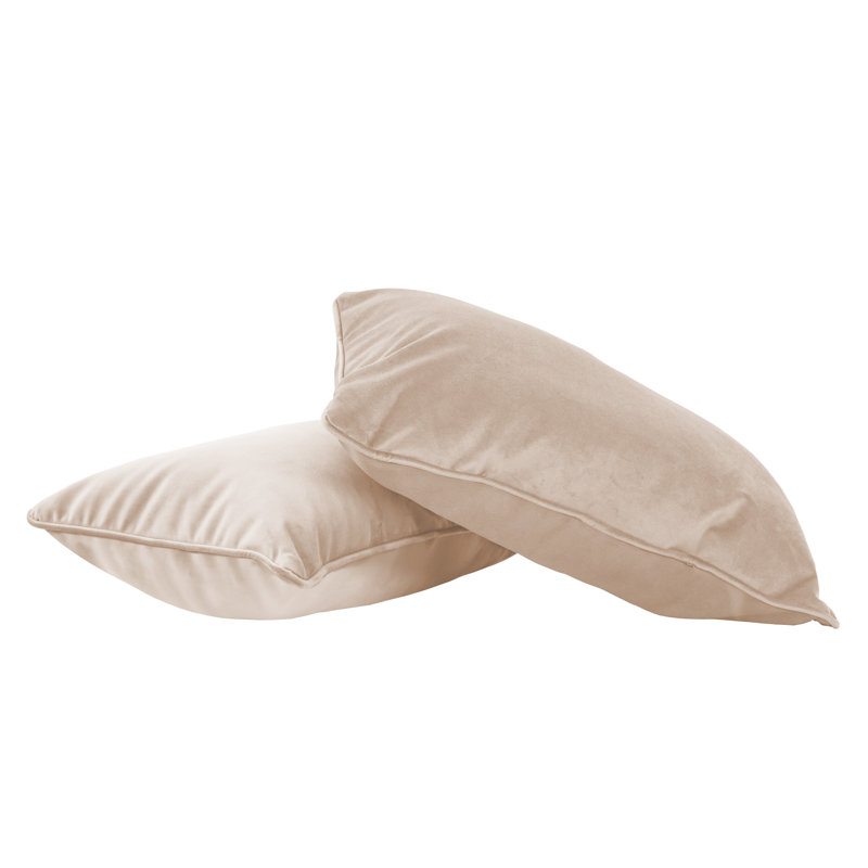 Rectangle Lumbar Microfiber Pillow with Piping, 2-pack, Rectangular 12"H x 20"W, Beige