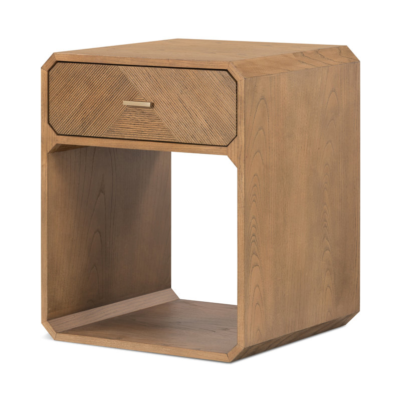 Caspian Nightstand-Black Ash Veneer, Natural Ash