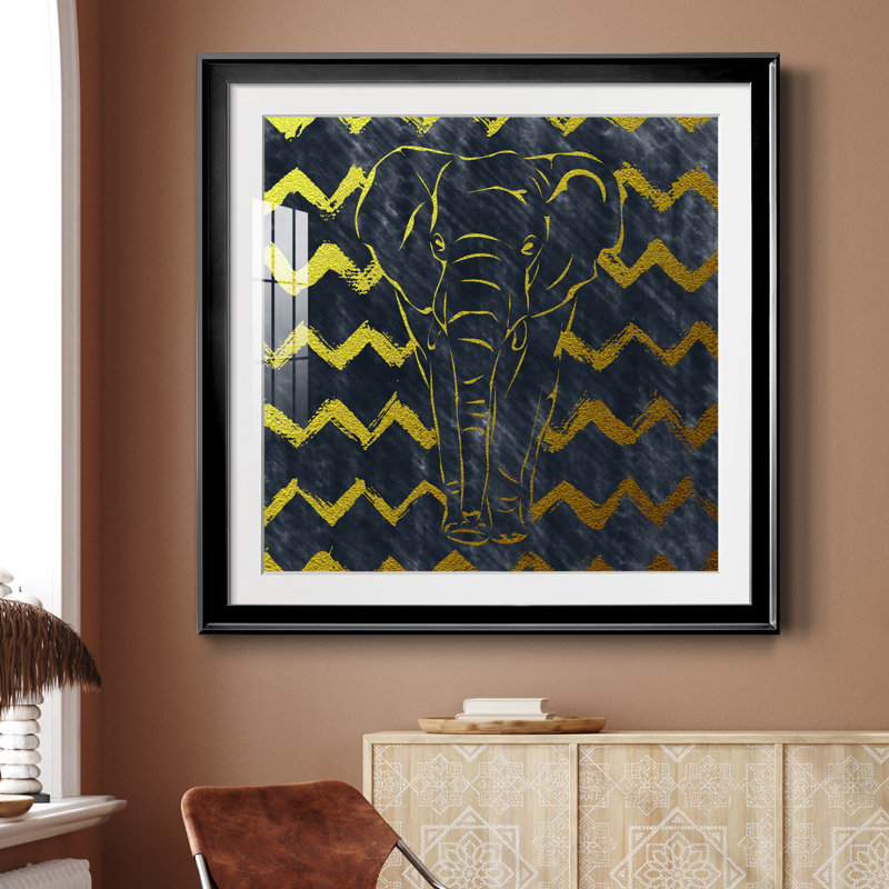 «Brushed Elephant», cadre photo, H 26,5 po x l 26,5 po x P 1,5 po, Papier encadré noir