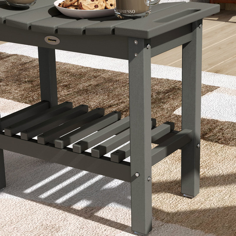 Outsunny Shower Bench, HDPE Shower Stool With Handle, Storage Shelf For Indoor Outdoor, Dark Gray