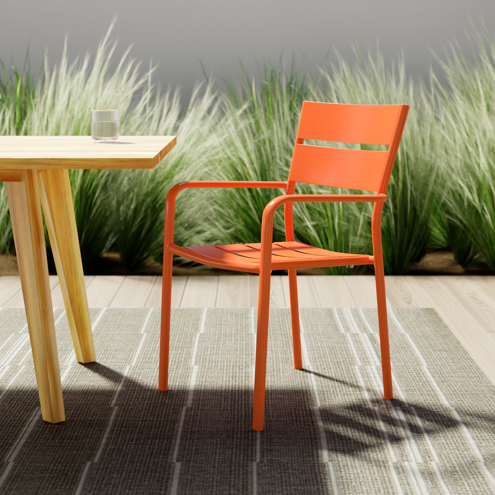 Ottie Stacking Patio Dining Armchair, Orange