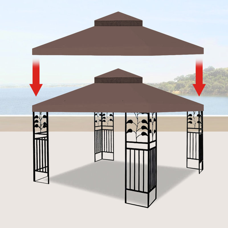Brown 10x10 Ft Outdoor Patio Gazebo Replacement Canopy Roof