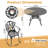 4-Person 47.24" Round Outdoor Dining Set with Umbrella Hole, 4 Armchairs, Beige Cushions-1764041302