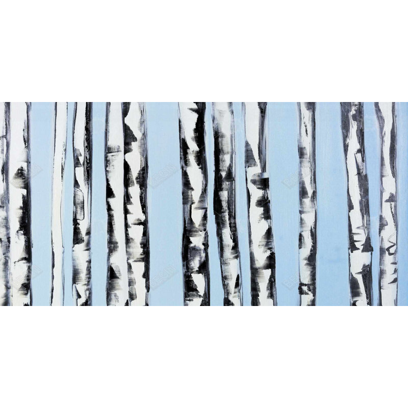 Birches on a blue background - 15.75"x31.50" Desk mat