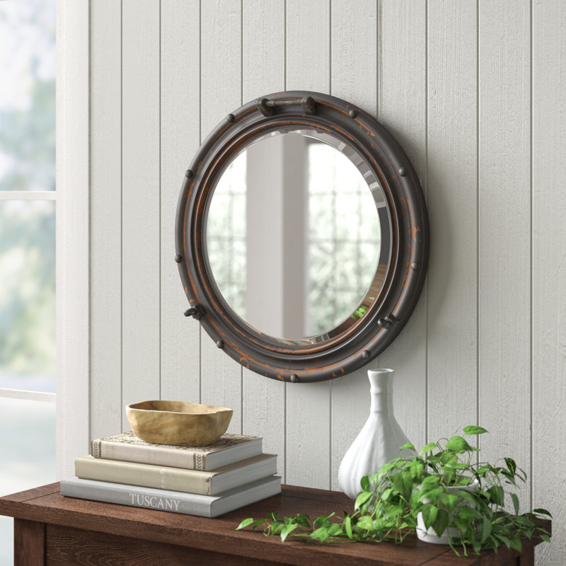 Miroir mural rond, rouille