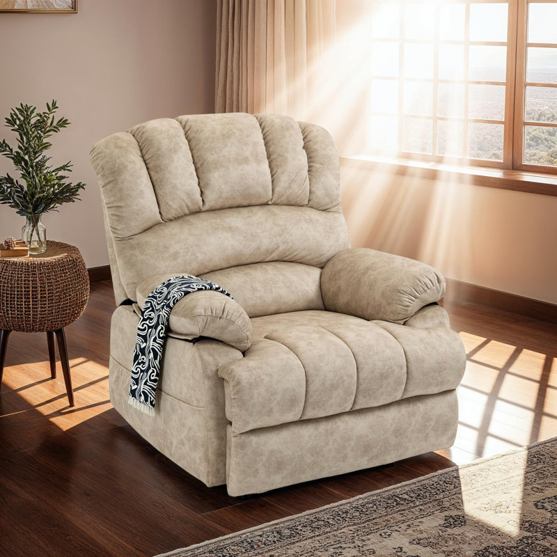 Fauteuil inclinable manuel surdimensionné avec inclinaison à 155 °, Beige