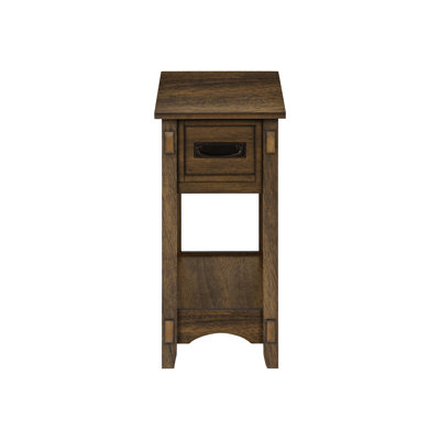 2 Tier Accent Table, Brown Veneer, Organizing Feature, 24.02 In. Height, Walnut, Transitional Nightstand, Tier, Drawer And Shelf, Walnut Color,