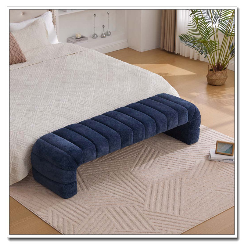 Banc rembourré en chenille, Marine