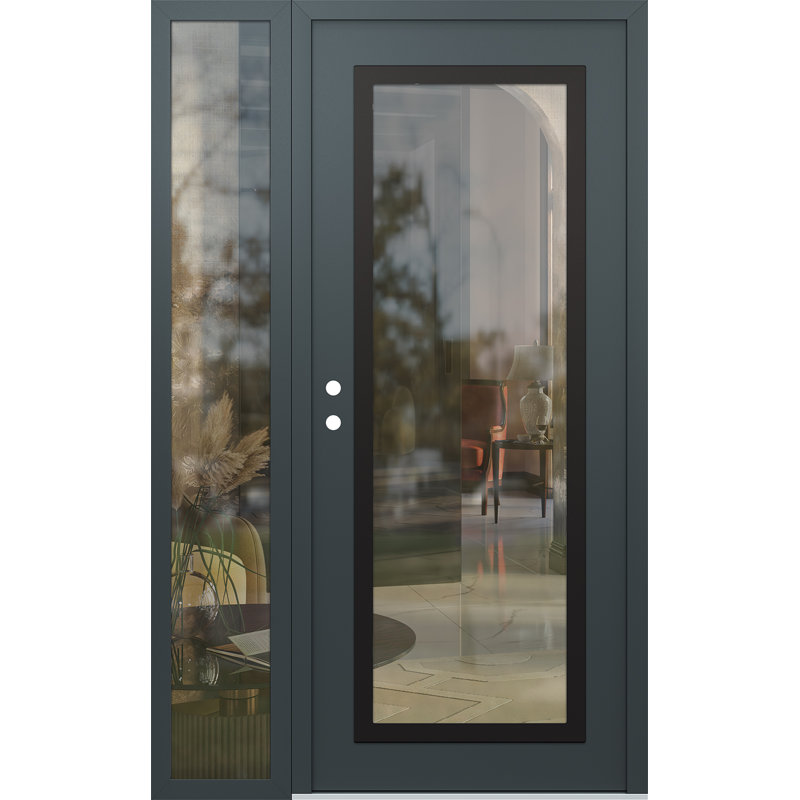 Porte d'entrée avant pré-montée Sidelite, L 49,25 po x H 81,69 po, Clair, Oui