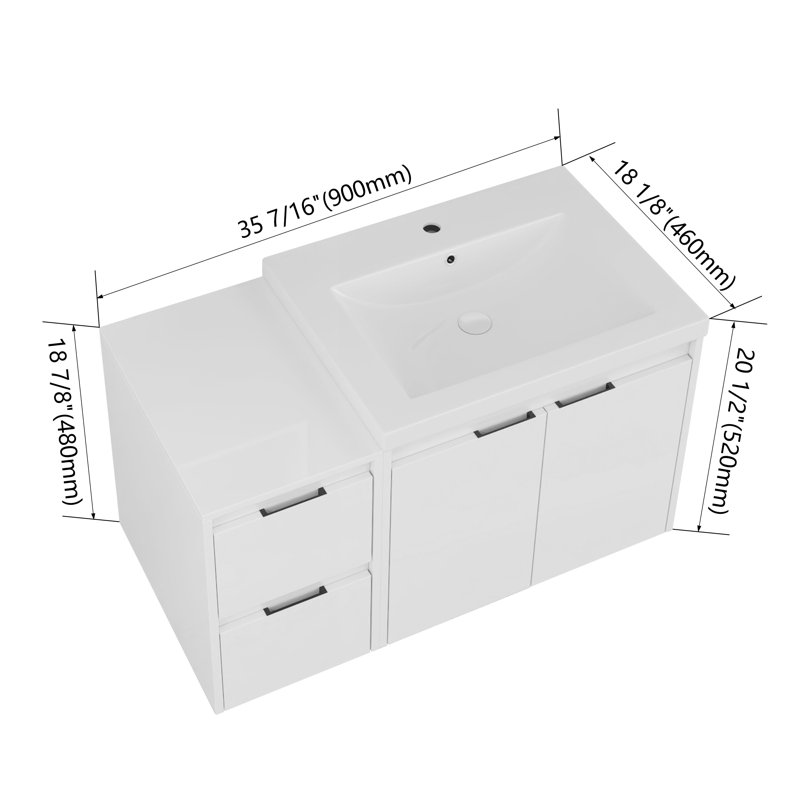 Meuble-lavabo flottant cube 36 "(RTA)