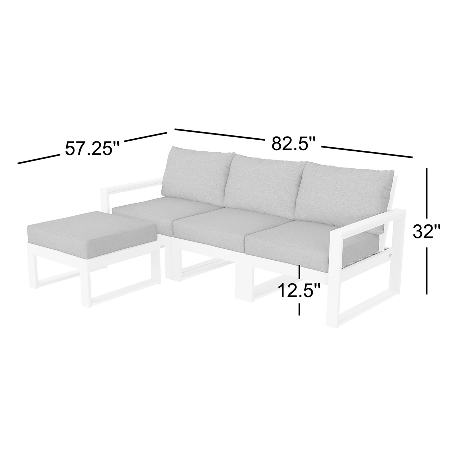 POLYWOOD EDGE Modular Deep Seating Set with Ottoman, Marine Indigo, White