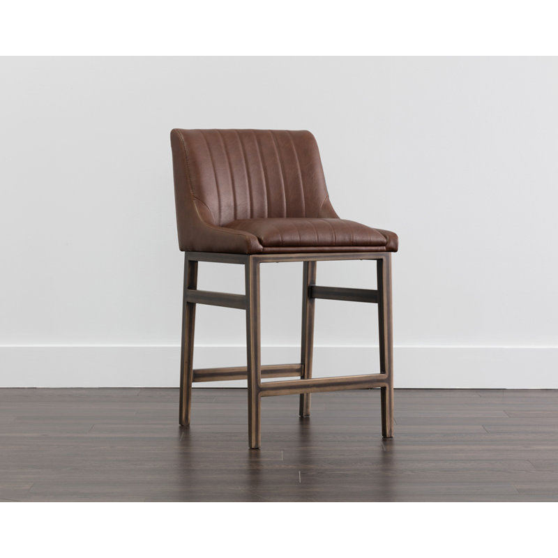 Tabouret de comptoir Hubner, Siège Bravo Cognac / cadre brun foncé, Tabouret de comptoir (siège d'une hauteur de 26 p