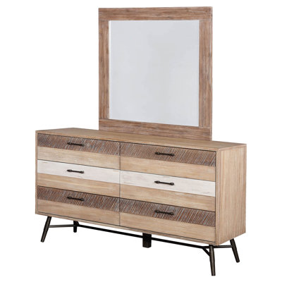 Commode double 6 tiroirs avec miroir Marisa