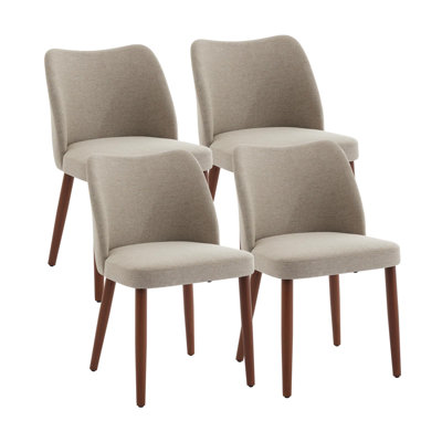 Ensemble de 2 chaises de salle à manger, chaises à oreilles rembourrées avec pieds en bois, coussins épais, pieds de nivellement, tissu pour salle à manger, cuisine, salon, beige