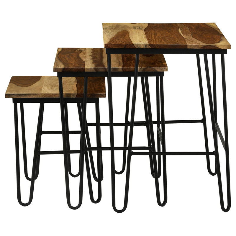 Ensemble de 3 tables gigognes avec pieds en épingle à cheveux