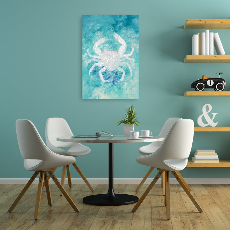 Ethereal Blue Crab Abstract Ethereal Serene Crab Nature Ocean Wall Art Print 1 Piece Wrapped Canvas Wall Art